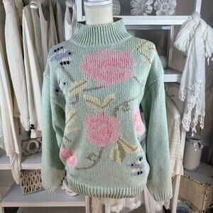 Vintage Amanda Smith silk blend sz. Medium light blue sweater, classic #4375